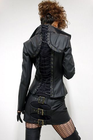 Apocalypse Fashion, Corset Jacket, Corporate Goth, Clothing Inspiration, Dieselpunk, Character Outfits, Costume Design, Leather Fashion, Sport Outfits