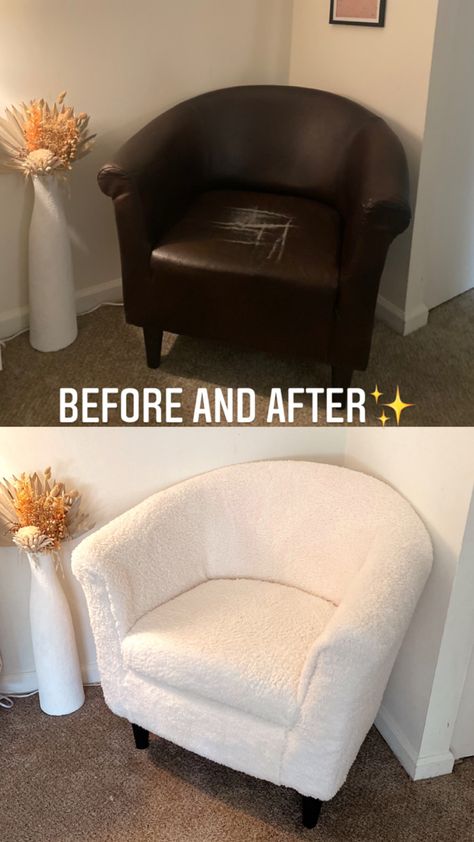 Diy Living Room Chair, How To Reapolstering Chairs Diy, Diy Sherpa Chair, Sherpa Furniture, Diy Accent Chair, Diy Sofa Chair, Reapolstering Chairs, Chair Transformation, Sherpa Chair