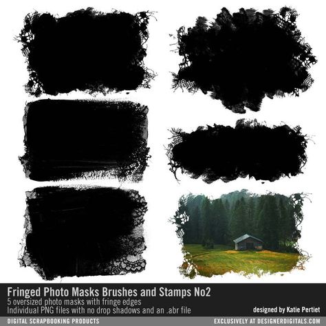 Fringed Photo Masks Brushes and Stamps No. 02 clipping masks with frayed lace edges #designerdigitals Clipping Mask Photoshop, Photoshop Mask, Papercrafting Ideas, Psd Free Photoshop, Katie Pertiet, Photoshop Brushes Free, Mask Brush, Digital Scrapbooking Templates, Digital Scrapbooking Ideas