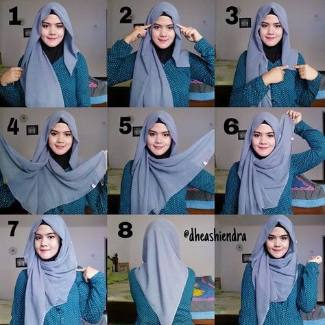 Hijab Styles Showl Rapping Style, Square Hijab Tutorial, Beau Hijab, Habits Musulmans, Hijab Stile, How To Wear Hijab, Hijab Ideas, Simple Hijab Tutorial, Tutorial Hijab Pashmina