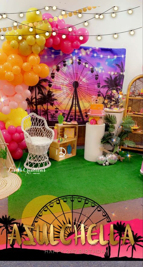 Coachella Party Decorations, Coachella Inspired Party, Coachella Birthday Party, Coachella Party Theme, Coachella Party Ideas, Coachella Theme Party, Coachella Theme, Coachella Birthday, Chocolate Factory Party