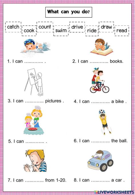 Can Worksheet, Teach English To Kids, Kids Worksheet, English Worksheets For Kindergarten, Grammar For Kids, English Activities For Kids, Kids Worksheets Preschool, Worksheet For Kids, Learning English For Kids