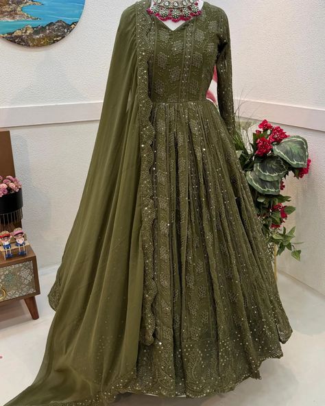 Fully stitched #price: 2295/-₹ only For order&more info do Whatsapp : +91 9023153462 😍#lifestyle_2024 Special outfit . Follow: @theblossomtrend_boutique . Follow: @theblossomtrend_boutique . Follow: @theblossomtrend_boutique . Mehndi Green Color Thread Sequence Work Gown anarkali suit#MehndiGreen #ThreadWork #SequenceWork #GownAnarkali #IndianFashion #EthnicWear #TraditionalAttire #FestiveFashion #EmbroideryLove #GlamorousGowns#IndianWedding #WeddingShopping #BridalWear #IndianBride #Wedd... Gown Anarkali, Sequence Work, Dupatta Set, Anarkali Suit, Traditional Attire, Party Tops, Indian Bride, Anarkali, Bridal Wear