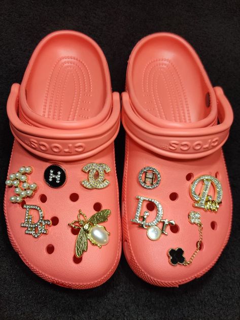 Summer Peach at www.bottexbabecom Peach Crocs, Croc Aesthetic, Gucci Bedding, Crocs Store, Bling Crocs, Crocs Ideas, Funny Grandpa Shirt, Smile Gift, Christmas Bedding Set