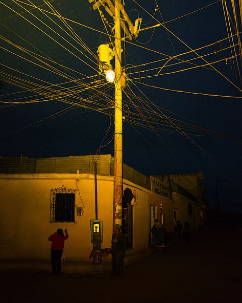 Magical realism nihilism POLE on Behance Power Lines, Fine Arts, Guatemala, At Night, Building, Yellow, For Sale, Photography, Instagram