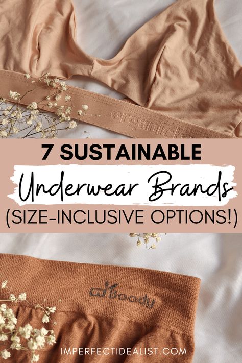 Here are some sustainable underwear and bra brands made from natural and recycled materials. Includes options with extended sizing. | Sustainable clothing brand | Ethical fashion brand | Sustainable undergarments Organic Sustainable Clothing, Sustainable Clothing Aesthetic, Eco Friendly Outfits, Plus Size Outfits Skirts, Fashion For Chubby Ladies, Organic Womens Clothing, Brand Goals, Cotton Undies, Slow Fashion Clothes