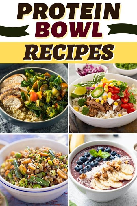 Protein Power Bowls Healthy, High Protein Veggie Bowls, Powerbowl Lunch Recipes, High Protein Power Bowl, Protein Power Bowls, Power Bowls Recipe, Protein Bowls Lunch Low Carb, Healthy Protein Bowl Recipes, Protein And Vegetable Bowls