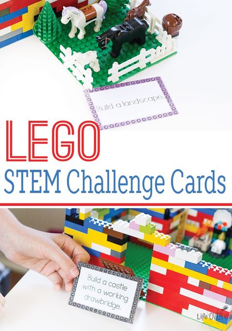 Your kids will love these LEGO STEM challenge cards! The perfect learning activity to get kids interested in learning when they think they are just playing with LEGO! All of these challenges have been 'tween-approved'. Stem Challenge Cards, Lego Stem Challenge, Lego Stem, Vetenskapliga Experiment, Lego Hacks, Lego Challenge, Lego Education, Stem Lesson, Lego Club