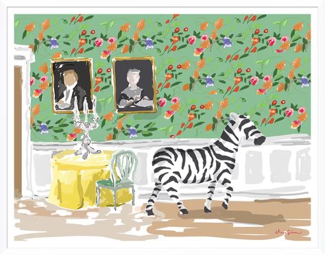 Soicher-Marin Lost by Dana Gibson by Dana Gibson - Picture Frame Painting Print on Paper | Perigold Marin Art, Zebra Painting, Dana Gibson, Chinese Vase, Paper Wall Art, Picture Frame Painting, Painting On Paper, Frame Painting, Gold Paint