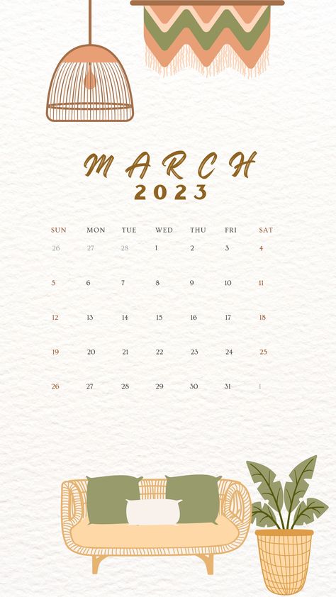 Calendar March 2023, March 2023 Calendar, 1st Grade Crafts, Waxing Room, Calendar March, Vintage Calendar, Aesthetic Journal, Good Morning Flowers Pictures, Bullet Journal Design Ideas