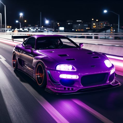 Supra purple neon tokyo night Toyota Supra Turbo, Cr7 Vs Messi, Toyota Van, Supra Mk4, R35 Gtr, Toyota Supra Mk4, Purple Car, Mobil Drift, Tokyo Night