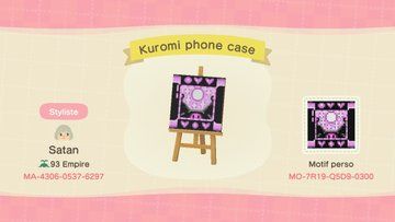 Animal Crossing Phone Case Design Sanrio, Kuromi Animal Crossing Design, Acnh Kuromi, Acnh Phone Case Qr Code, Acnh Phone Case Design Code, Acnh Phone Case, Kuromi Phone Case, Cinnamoroll Design, Ac Room