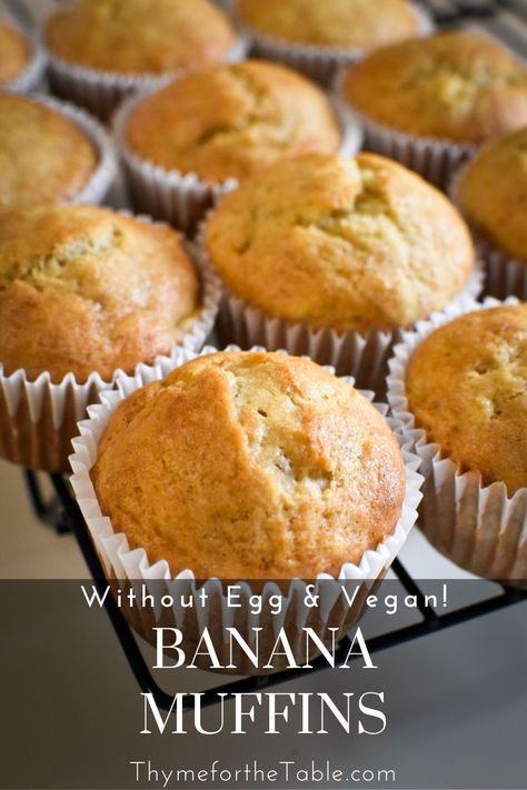 Banana Muffins Egg Free, Banana Oat Muffins No Egg, Banana Bread Muffins No Eggs, Breakfast Muffins No Egg, Banana Dessert Recipes No Egg, No Egg Oatmeal Muffins, Banana Muffin No Egg, Egg Free Baked Goods, Egg Free Muffin Recipes