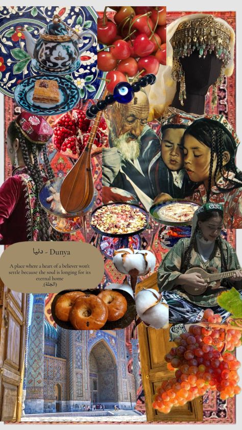 #myfirstshuffle #uzbekistan #uzbek #uzbekculture Landing Ideas, South Asian Aesthetic, Nostalgic Aesthetic, Travel Collage, Persian Art Painting, Collage Book, Cultural Identity, Illustration Fashion Design, A Level Art