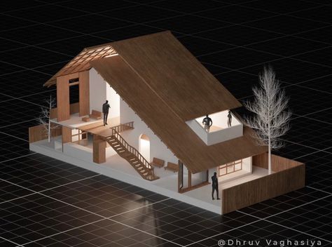 Small Building Design, House With Mezzanine, Passive House Architecture, Shelter House, Architecture Diagrams, Concept Models Architecture, Retreat House, Architecture Design Drawing, Architecture Model House