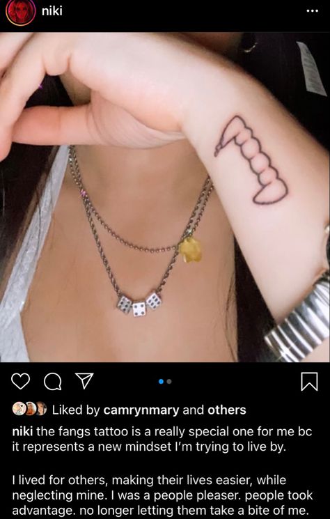 Niki Demar Tattoo, Niki Demar, Vampire Tattoo, Jewelry Tattoo, Stick And Poke, Dream Tattoos, Tattoo Inspo, Piercing Jewelry, Infinity Tattoo