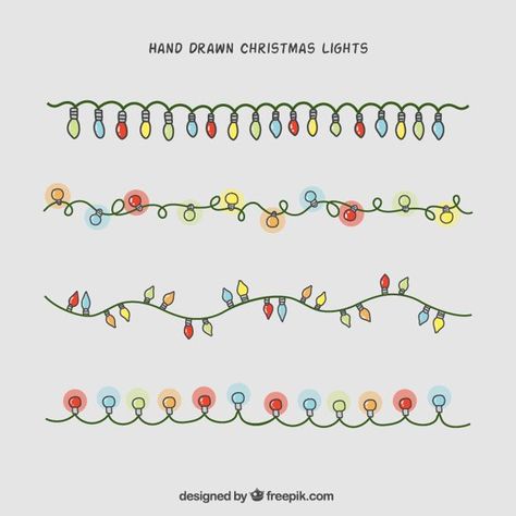 Hand-drawn christmas lights collection Free Vector Bullet Journal Christmas, December Bullet Journal, Hantverk Diy, Hand Drawn Christmas, Christmas Doodles, Bullet Journal Writing, Bullet Journal Art, Bullet Journal Inspo, Bullet Journal Doodles