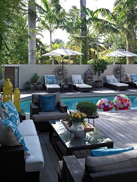 Furniture Around Pool Ideas, Patio Furniture Around Pool, Furniture Around Pool, Poolside Furniture Ideas, Pool Deck Furniture Ideas, Poolside Decorating Ideas, Pool Furniture Ideas, Pool Patio Decorating Ideas, Pool Decorating Ideas