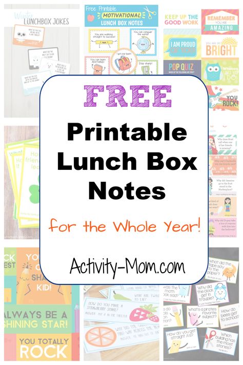 FREE Printable Lunch Box Notes for the School Year - The Activity Mom Thanksgiving Lunch Box Notes, Free Printable Lunch Box Notes, Princess Lunch Box, Printable Lunchbox Notes, Printable Lunch Notes, Free Family Printables, Kids Lunch Box Notes, Printable Lunch Box Notes, Printable Things