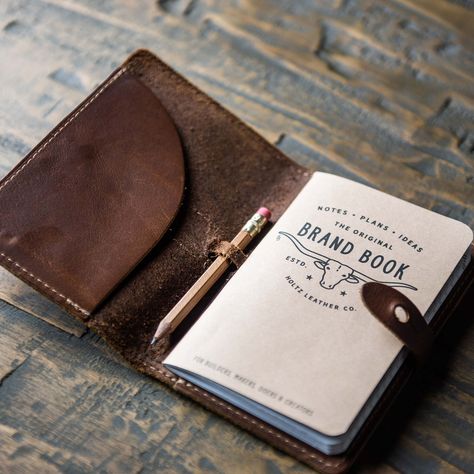 The Surveyor Pocket Journal with Leather Journal Cover. Perfect as a customized monogram planner, for field notes, or as a graduation gift. The Surveyor Fine Leather Pocket Journal Cover for Field Notes or Moleskine is handmade right here in our shop with the finest of Full Grain American leathers. We hand pick our leather hides from a local tannery ~ for a rustic look and feel. This is a gift that will be used and loved for a lifetime! Perfect for the executive, professional, father, or dear fr Leather Journal Cover Design, Pencil Journal, Mens Stationary, Leather Moleskine Cover, Field Notes Journal, Personalized Leather Notebook, Moleskine Cover, Leather Notepad, Leather Book Covers