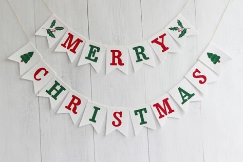 Merry Christmas Banner Printable, Christmas Banner Printable, Bunting Christmas, Christmas Fireplace Garland, Mantel Christmas, Fireplace Garland, Banner Christmas, Merry Christmas Banner, Christmas Bunting