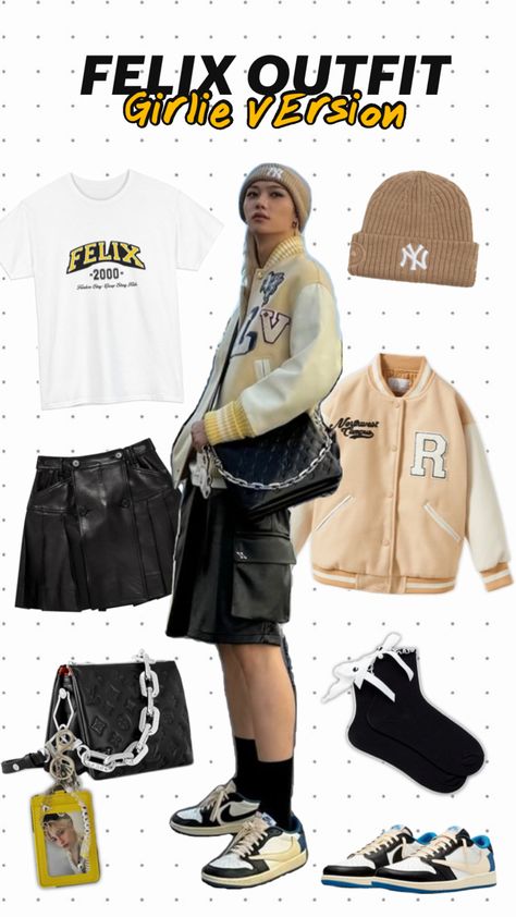 Felix Outfit, I Love Too Much, Love Too Much, Stray Kids Outfits, Varsity Tees, Neat Casual Outfits, Design For T Shirt, Outfit Inspired, Varsity Style