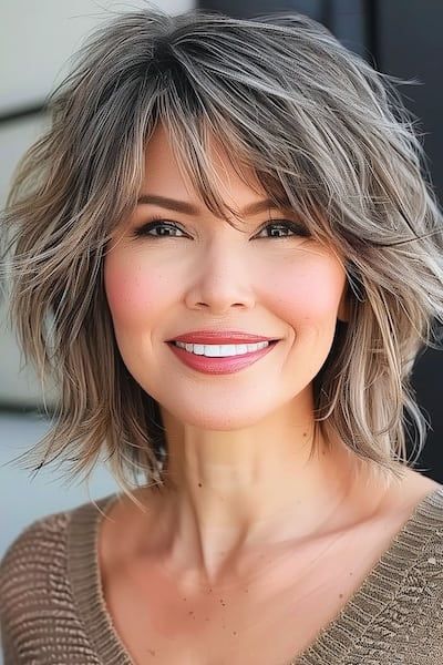 Shabby Lob Haircut, Second Day Short Hair, Medium Haircuts For Wavy Hair Women, Layered Hair Chin Length, Choppy Bob Shoulder Length, Over 60 Womens Hairstyles, Shag Thick Hair Shoulder Length, Square Face Shag Haircut, Layers With Bangs Short