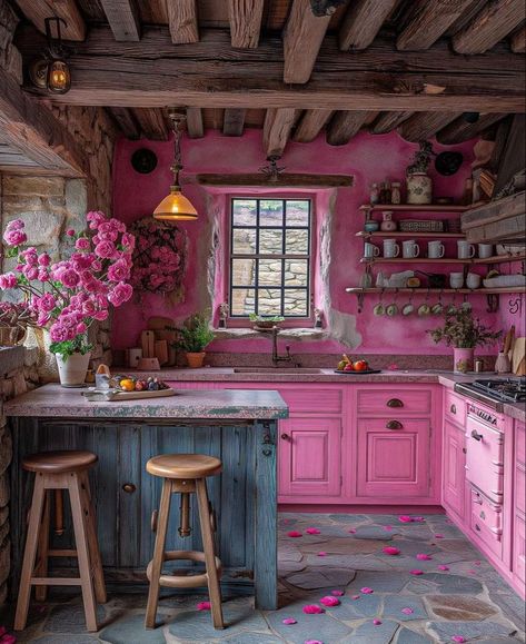 Retro Pink Kitchens, Neutral Backsplash Kitchen, Kitchen Shelf Styling, Coastal Farmhouse Kitchen, Light Blue Kitchens, Coastal Kitchen Design, Small Cottage Kitchen, Painted Kitchen Cabinets Colors, Small Kitchen Layouts