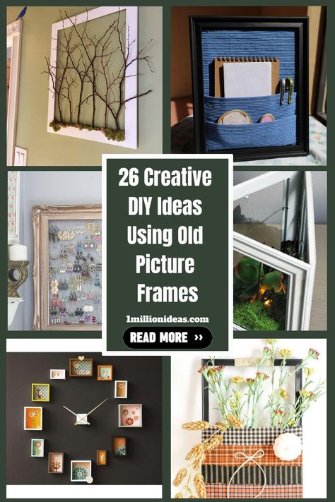 26 Creative DIY Ideas Using Old Picture Frames Diy Old Frames Projects, Upcycle Old Picture Frames, Framed Crafts Ideas, Upcycle Large Picture Frame, Repurposed Frames Creative Ideas, Picture Frame No Glass Ideas, What To Do With Picture Frames, Repurpose Picture Frames Diy Ideas, Repurpose Large Picture Frame Ideas