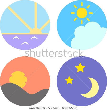 Icon set for morning, noon, evening, night Night Illustration, Cartoon Images, Icon Set, Pie Chart, Every Day, Royalty Free Stock Photos, Moon, Stock Photos, Illustrations