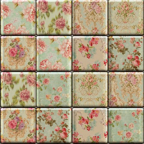 Floral Tile Bathroom, Shabby Chic Flooring, Adhesive Floor Tiles, Flower Tile, Floral Tiles, Wall Vinyl, Peel And Stick Tile, Adhesive Tiles, Stick On Tiles