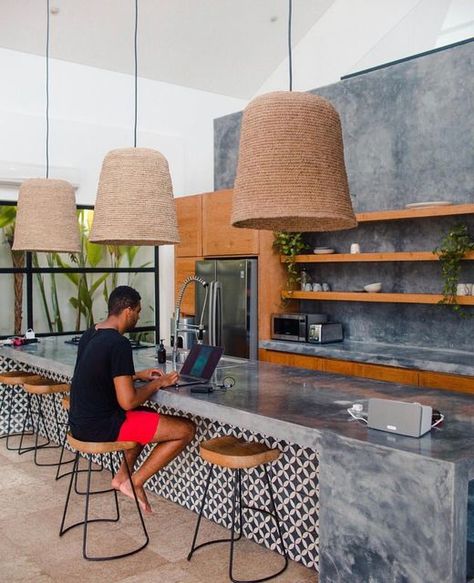 The Starling Villa | Bali on Instagram: "Who says you can’t mix business & pleasure? . . 📷 @joe.o" Tropical Kitchen Design, Dirty Kitchen Design, Bali Style Home, Tropical Kitchen, Dirty Kitchen, Villa Bali, Bali House, Beach House Interior, Home Decorating Ideas