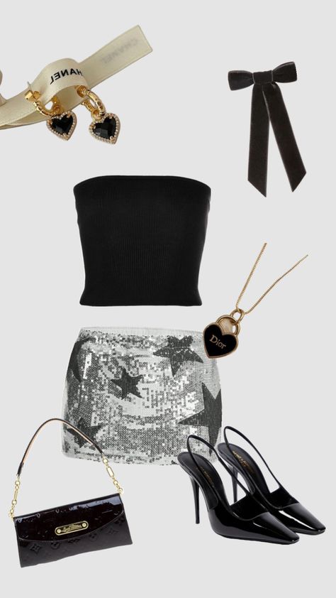 party fittt 🪩🖤 #outfitinspo #beauty #vibes #wallpaper #art #party #fitinspo #fit #fitcheck #fits #outfit #outfits #outfitinspiration #black #sparkel #star #skirt #bday #birthday Bratz Aesthetic Outfit, 90s Party Outfit, Star Skirt, Beauty Vibes, Vibes Wallpaper, Party Fits, Crazy Outfits, Simple Fits, Concert Fits