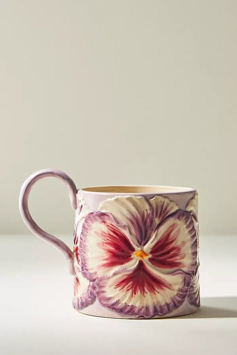 Glassware & Drinkware | Glassware Sets | AnthroLiving Floral Mug, Keramik Design, Pottery Crafts, Ceramics Pottery Art, Ceramics Ideas Pottery, Cute Mugs, Dream House Decor, Pottery Painting, Lily Pads