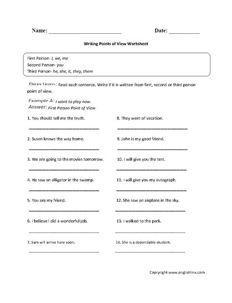 Point of View Worksheets | Writing a Point of View Worksheet Point Of View Worksheet, Authors Point Of View, Improve Reading Comprehension, Linear Function, Algebra Worksheets, Social Studies Worksheets, Education Templates, Printable Math Worksheets, 1st Grade Worksheets