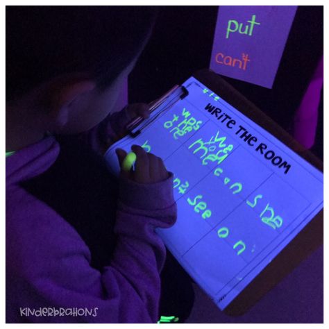 Glow Day in TK/K! Dark Reading, Kindergarten Stations, Glow Day, Writing Sight Words, Glow In Dark Party, Number Bond, Third Grade Resources, Sight Words List, Classroom Transformation