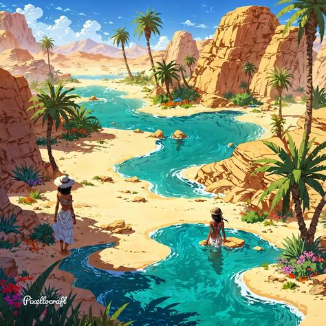 Desert Reference, Landscape References, Mc Builds, English Project, Comic Ideas, English Projects, Desert Environment, Background Ideas, Desert Oasis