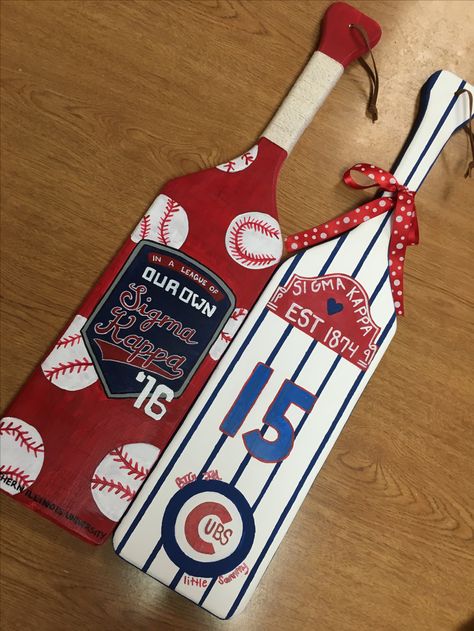 sigma kappa baseball league of our own Cubs World Series paddle ideas frat srat crafts arts big and little Fraternity Paddles Big Little, Frat Paddles, Frat Paddle Ideas, Flask Art, Phi Mu Crafts, Fraternity Paddles, Sigma Lambda Gamma, Big Little Paddles, Phi Gamma Delta