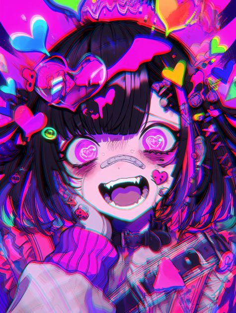 Anime Coll, Glitch Anime, Random Illustration, Vr Chat, Glitch Core, Pastel Goth Art, Icon Profile, Crazy Art, Anime Sticker