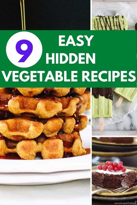 Hidden vegetable recipes are a great way to get kids and picky eaters to eat more veggies without forcing or bribing them. Veggie up your favorite dinners with brilliant nutritious recipes like mac and cheese, all with the vegetables hidden inside and impossible to taste. There are even healthy hidden veggie desserts for anyone who has a sweet tooth too. #easyrecipes #healthyrecipes #dinnerideas #vegetablesforkids #hiddenvegetables Hidden Vegetable Recipes, Veggie Desserts, Low Fat Chicken Recipes, Zucchini Burger, Eat More Veggies, Low Fat Chicken, Hidden Vegetables, Easy Green Smoothie, More Veggies