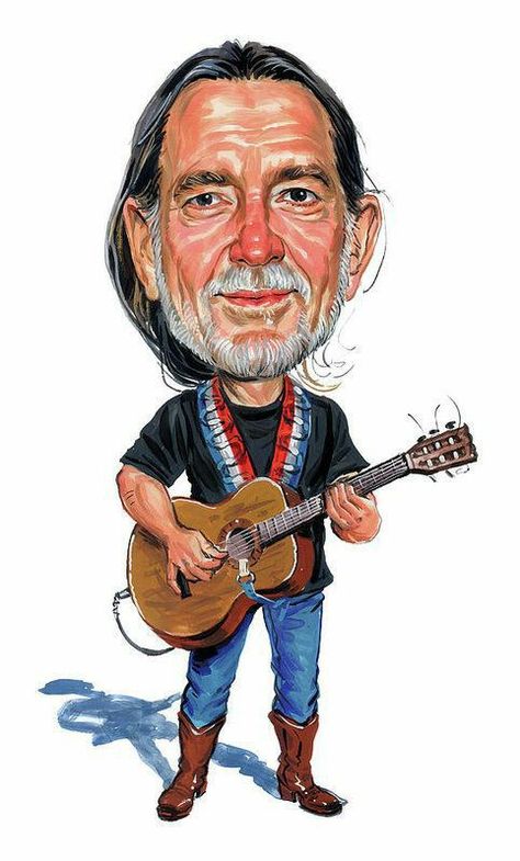 Radio Jockey, Country Music Art, Decorative Magnets, Funny Caricatures, Caricature Artist, Celebrity Caricatures, Caricature Drawing, Country Music Singers, Willie Nelson