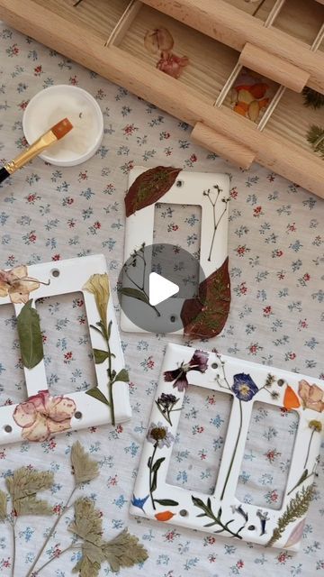 Mod Podge Dried Flowers, Pressed Flower Decoupage, Modge Podge Leaves, Modge Podge Dried Flowers, Pressed Flower Mod Podge, Pressed Florals, Noelle Downing, Outlet Cover, Modge Podge