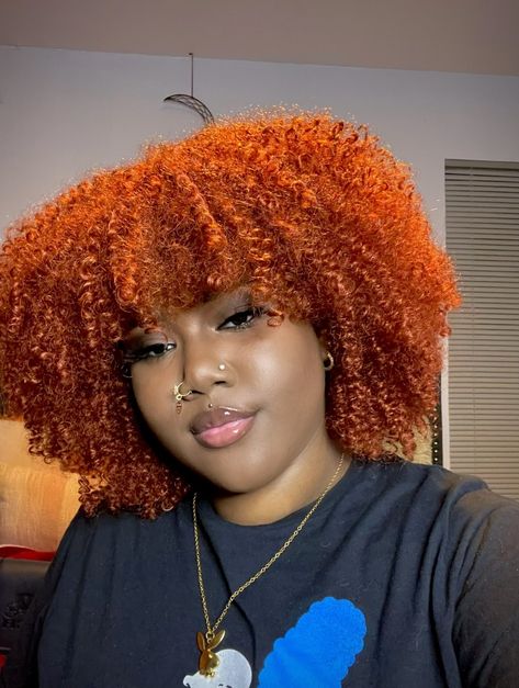 Ginger Color On Short Natural Hair, Dark Ginger Natural Hair, Ginger Afro Black Women, Cooper Hair Color Black Women, Black Women With Ginger Hair, Ginger Hair Black Women Natural, 4c Hair Color Ideas, Ginger 4c Hair, Orange Natural Hair