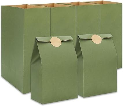 Amazon.com: Whaline 24Pcs Sage Green Party Favor Bags Kraft Paper Gift Bags with Stickers Goodie Candy Treat Bags for Wedding Baby Shower Birthday Party Gift Wrap Supplies : Health & Household Goodie Bag Packaging Ideas, Sage Packaging, Paper Party Bags, Green Candy, Birthday Supplies, Paper Gift Bags, Birthday Party Gift, Green Gifts, Packaging Solutions