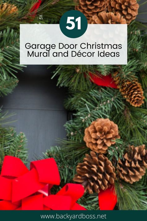 Have you decorated your garage door yet? If not, check out these 51 ideas for some inspiration. Wreath For Garage Door, Garage Door Christmas Decoration Ideas, Garage Christmas Decorating Ideas, Garage Door Christmas Decorations Diy, Decorate Garage Door For Christmas, Christmas Garage Door Ideas, Christmas Mural, Garage Door Christmas, Garage Door Christmas Decorations