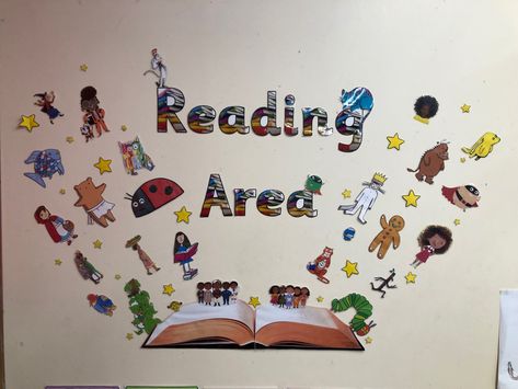 Reading Display Eyfs, Eyfs Display Ideas, Reception Display Ideas, Inspirational Classroom Quotes, Reading Corner Classroom, School Library Decor, English Classroom Decor, Reading Display, Kindergarten Decorations