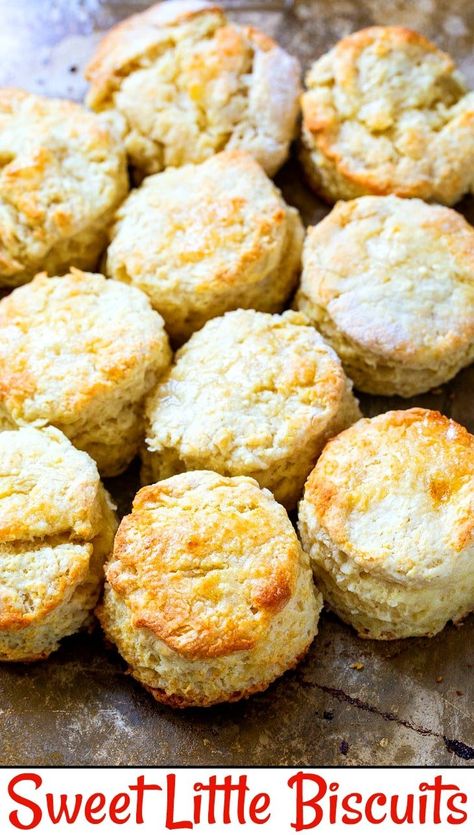 From scratch Sweet Little Biscuits are tender and buttery. Sweet Biscuit Recipe, Southern Buttermilk Biscuits, Biscuits From Scratch, Biscuit Ideas, Spicy Southern Kitchen, Milk Biscuits, Bread Dough Recipe, Biscuit Rolls, Sweet Butter