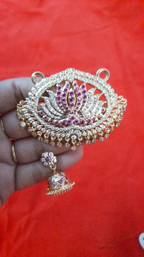 Panchaloham pendent For booking whatsapp to 9361741458 Dollar Chain, Jewel Design, Facebook Link, Mango Tree, Pearl Necklace Designs, Gold Bridal Jewellery Sets, Fancy Blouse, Small Necklace, Lotus Design