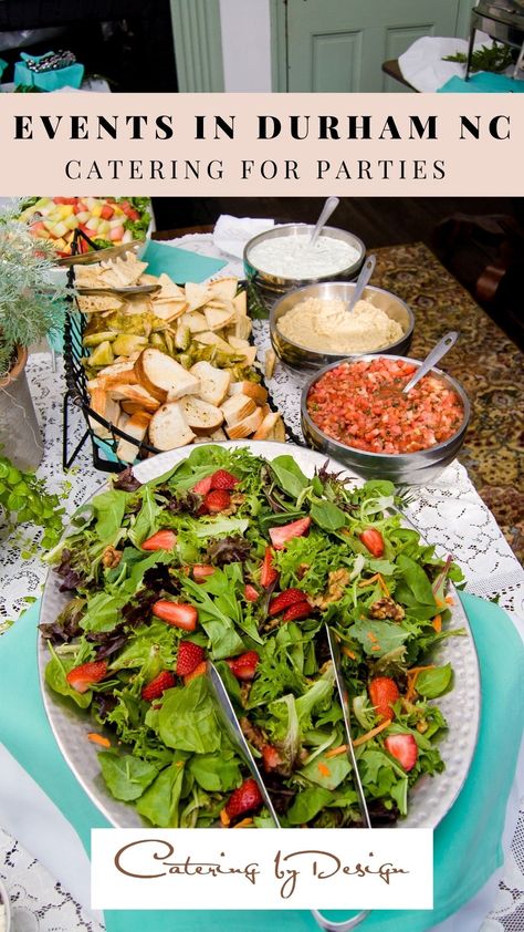 Catering Display Presentation Appetizers, Diy Salad Bar, Catering For Parties, Buffet Presentation, Cocktail Hour Food, Salad Buffet, Appetizer Display, Food Set Up, Cary North Carolina