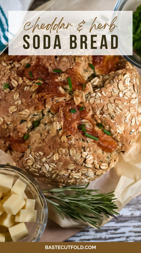 A recipe for soda bread with cheddar cheese and herbs. This savory twist on the classic Irish soda bread makes for a nice accompaniment to a bowl of soup on a cold winter evening. Bread Lame, Irish Soda, Cheese Cubes, Irish Soda Bread, Winter Evening, Soda Bread, Bowl Of Soup, Cream Of Tartar, How To Make Bread